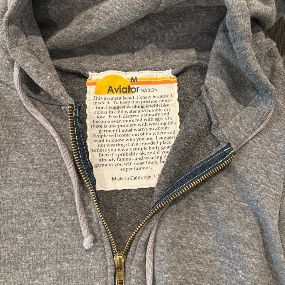 Aviator Nation BOLT HOODIE - HEATHER GREY Size M - Picture 3 of 3